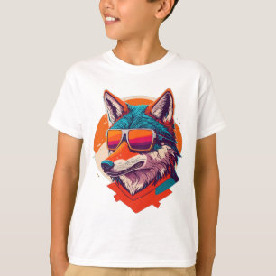 T-SHIRT COUPER LE VERRE SOLAIRE PORTANT DU LOUP.