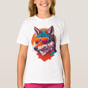 T-SHIRT COUPER LE VERRE SOLAIRE PORTANT DU LOUP.