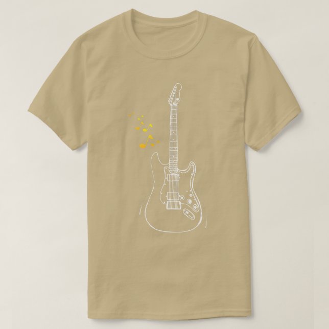 T-shirt Couper les notes de guitare, chemise guitariste, m (Design devant)