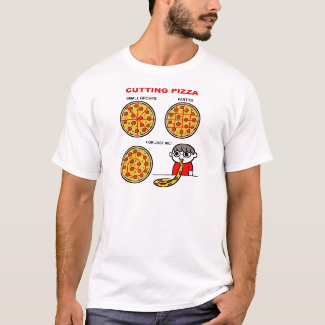 T-shirt Couper Pizza Funny (Devant)