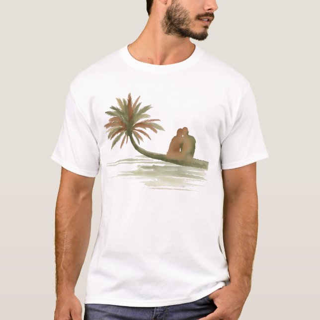 T-shirt Couple assis sur un palmier (Devant)