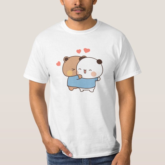 T-shirt couple Bubu et dudu Milk et Mocha Bears Kawaii (Devant)