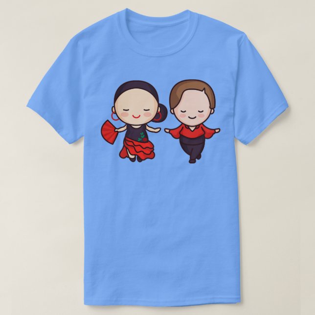 T-shirt Couple Caractères Danseuse Flamenco Cute (Design devant)