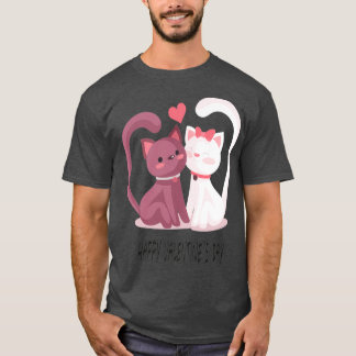 T-shirt Couple chats mignons avec joyeux valentines jour