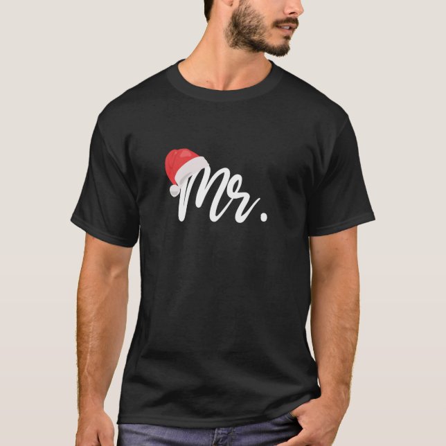 T-shirt Couple Correspondant M. et Mme Christmas Long Slee (Devant)
