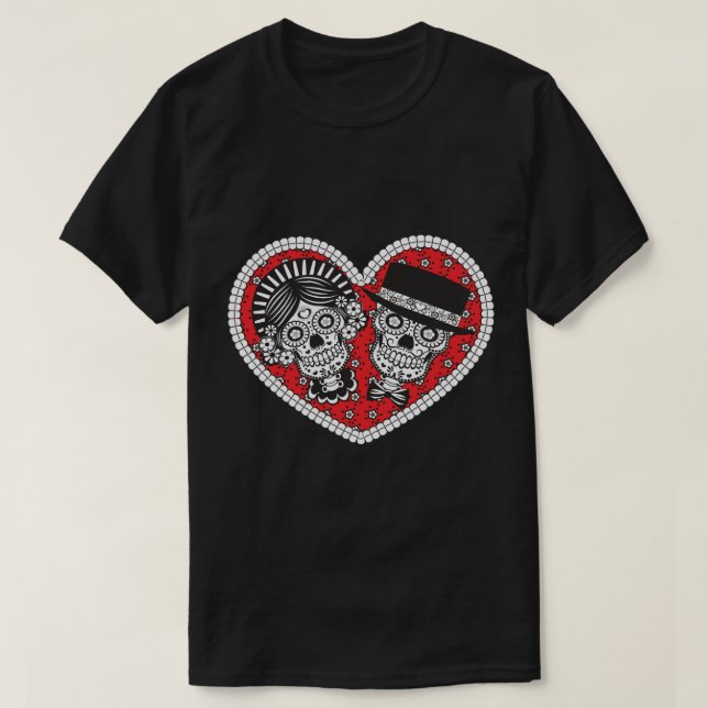 T-shirt Couple crâne sucre (Design devant)