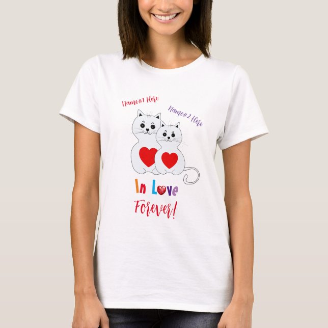 T-shirt Couple de chat personnalisé pour la Saint Valentin (Devant)