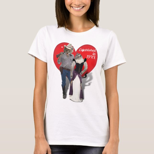 T-shirt Couple de chat 'Purrfect' Old West (Devant)