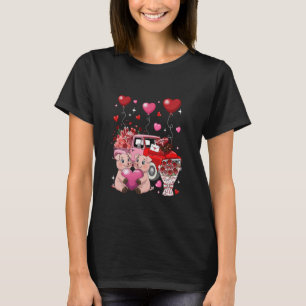 T-shirt Couple de cochons camionnette transportant des fle