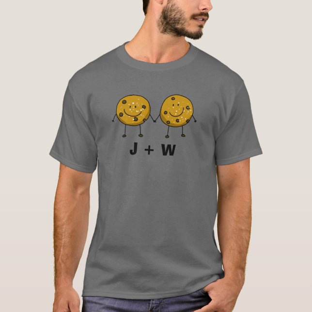 T-shirt Couple de cookies personnalisés - vos initiales ou (Devant)