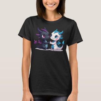 T-shirt Couple de dragons violet et bleu