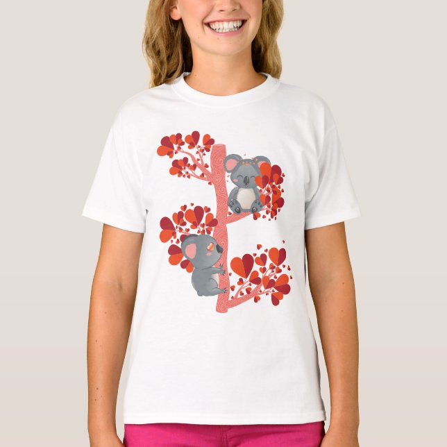 T-shirt Couple de koalas aux coeurs (Devant)