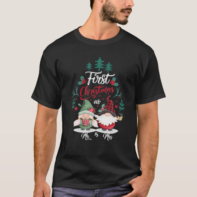 T-shirt Couple De Noël, Premier Noël Comme M. Et Mme, N (Devant)