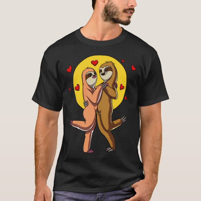 T-shirt Couple de paresseux mignon (Devant)
