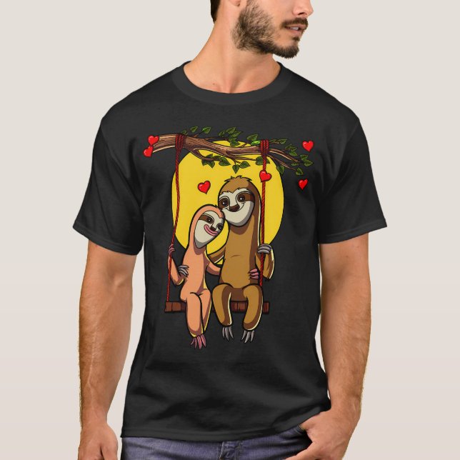 T-shirt Couple de paresseux mignon (Devant)