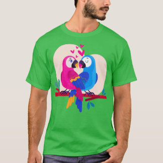 T-shirt Couple de perroquet de jour Valentinex27s
