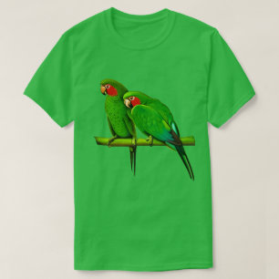 T-shirt Couple de perroquet vert et rouge