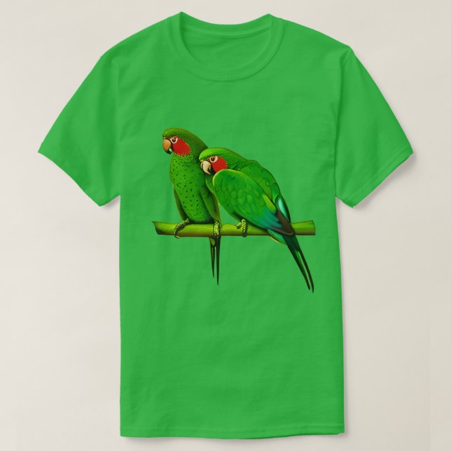 T-shirt Couple de perroquet vert et rouge (Design devant)
