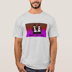 T-shirt Couple de pingouin avec les coeurs