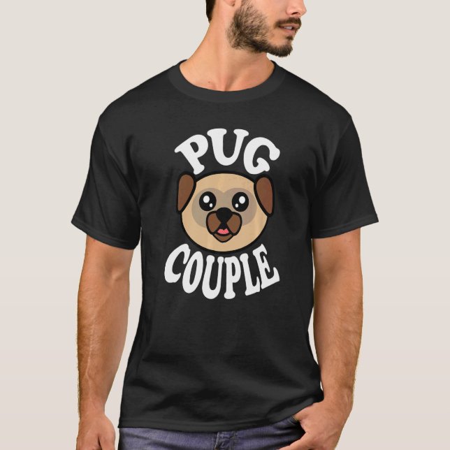 T-shirt Couple de Pug Mignon (Devant)