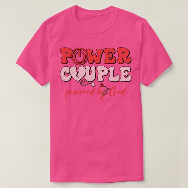 T-shirt Couple de puissance propulsé par Dieu (Design devant)