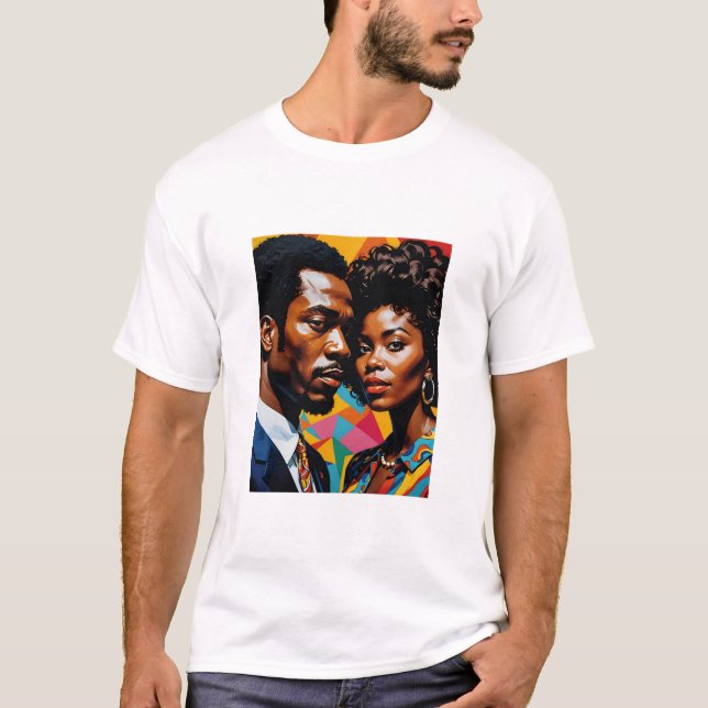 T-shirt Couple de puissance rétro Vibrant Afrocentric Tee (Devant)