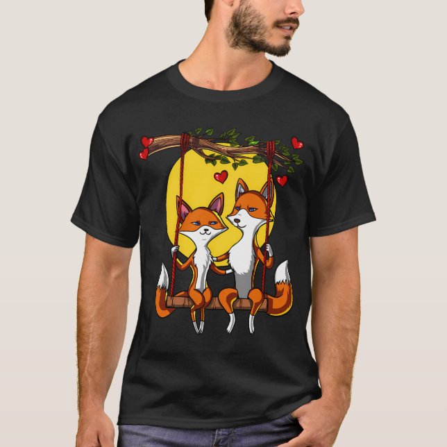 T-shirt Couple de renards mignons (Devant)