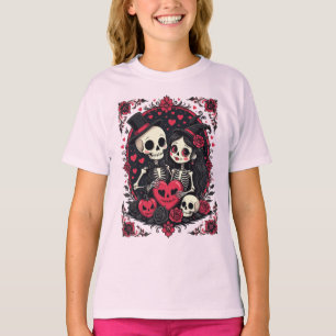 T-shirt Couple de squelettes aimants de Valloween
