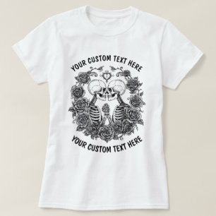 T-shirt Couple de squelettes personnalisés avec cadre de f