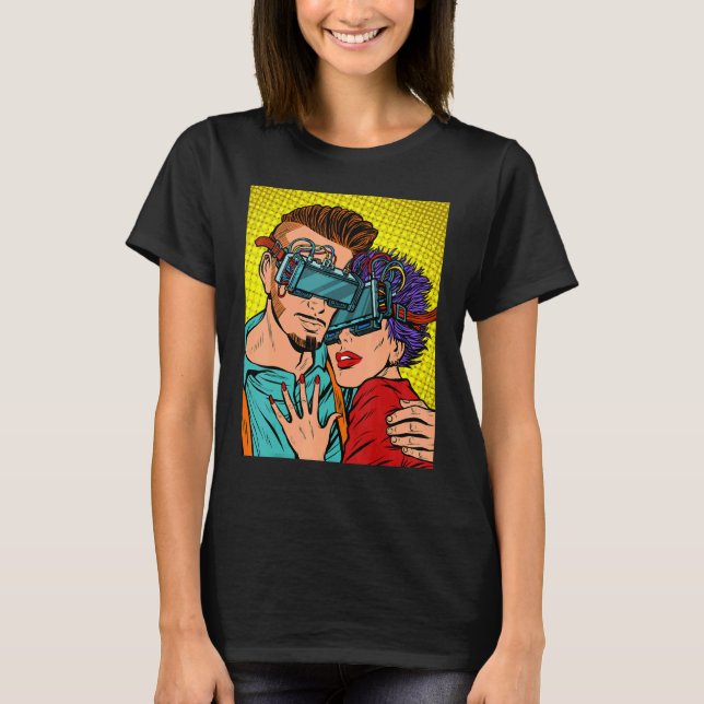 T-shirt Couple en amour avec lunettes de réalité virtuelle (Devant)