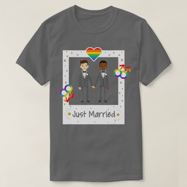 T-shirt Couple gay marié Rainbow Mariage LGB (Design devant)