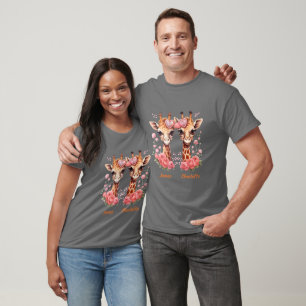 T-shirt Couple Giraffe personnalisé pour la Saint-Valentin