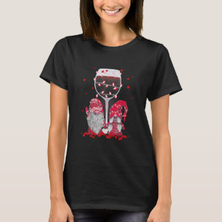 T-shirt Couple Gnome Valentine Day Wine Lovers