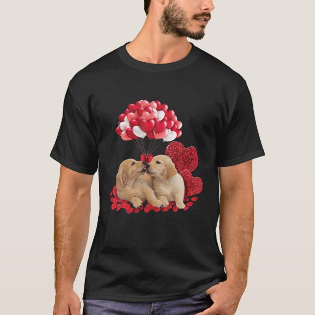 T-shirt Couple Golden Retriever Valentine's Day Chien L (Devant)