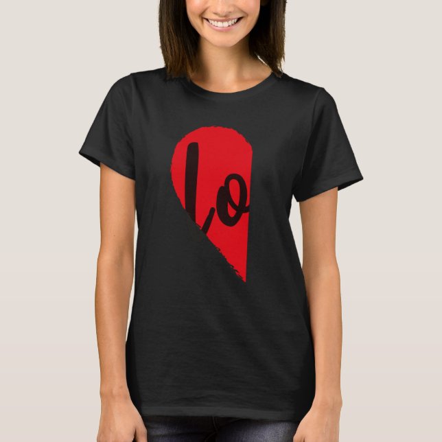 T-shirt Couple Half Heart LOVE  Valentines Day Women Men A (Devant)