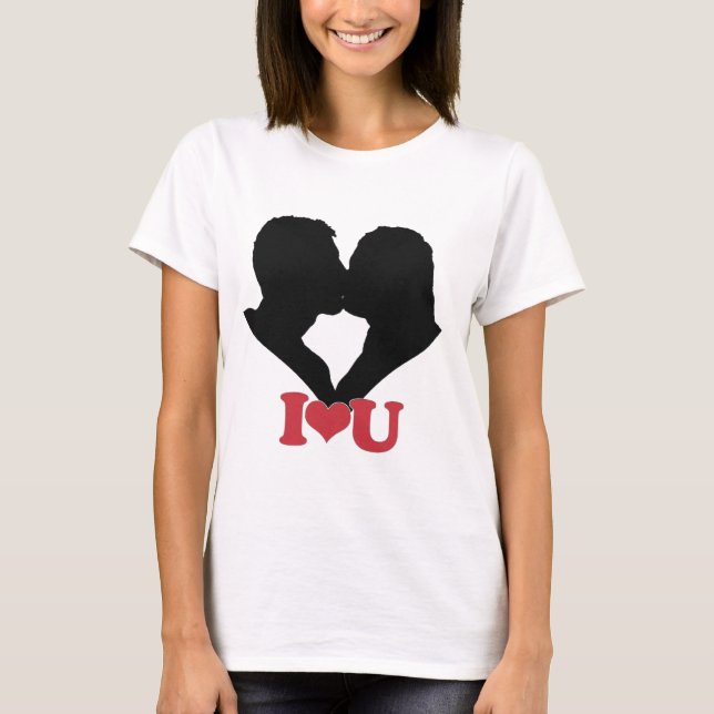 T-shirt Couple Kissing avec ♥ U (Devant)