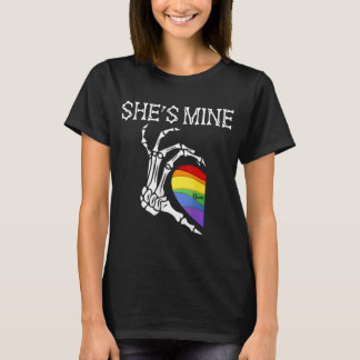 T-shirt Couple lesbien gai jumelé Skeleton Heart NL 4