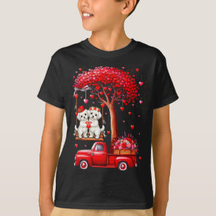 T-shirt Couple maltais Cœurs de la Saint-Valentin Arbre Pi