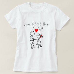 T-shirt couple mignon avec nom personnalisé