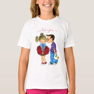 T-shirt Couple mignon avec texte - Je t'aime