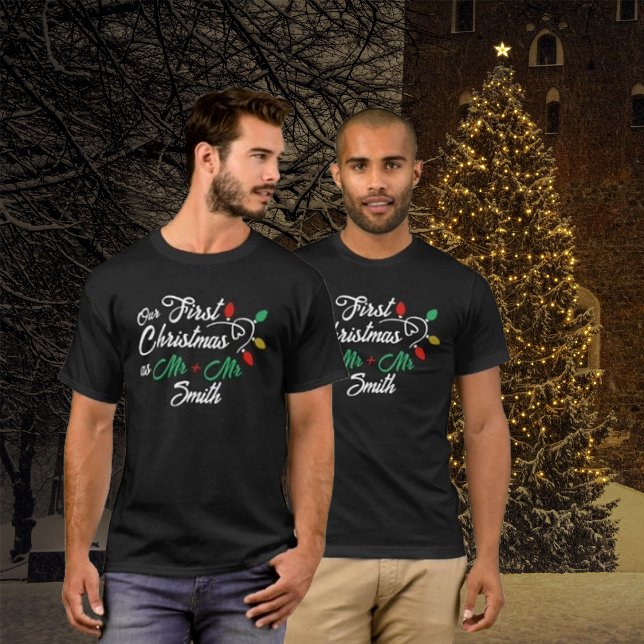 T-shirt Couple mignon Notre Premier Correspondance Noël (Créateur téléchargé)