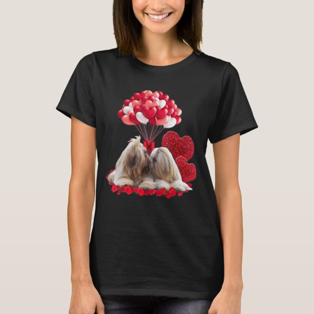 T-shirt Couple mignon Shih Tzu Valentine's Day Chien Aime  (Devant)