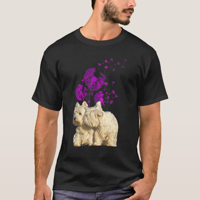 T-shirt Couple Westies Dandelion Valentine's Day (Devant)