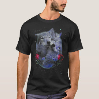 T-shirt Couple Wolf - Rose Flower