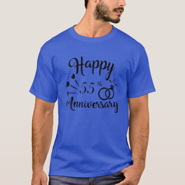 T-shirt Couples 55E Anniversaire Présent Cool Heureux 55E  (Devant)