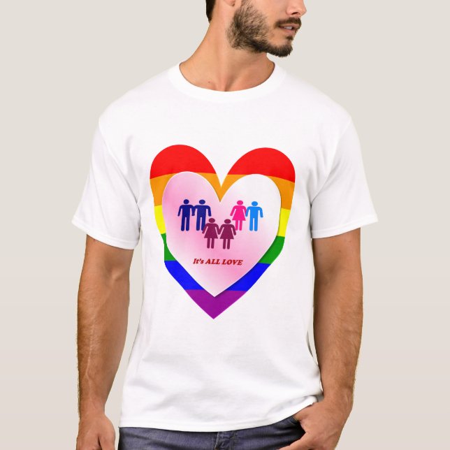 T-shirt Couples à l'intérieur de la All Love Pride Coeur (Devant)