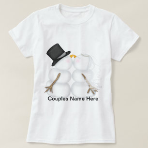 T-shirt Couples de baiser adorables de bonhomme de neige