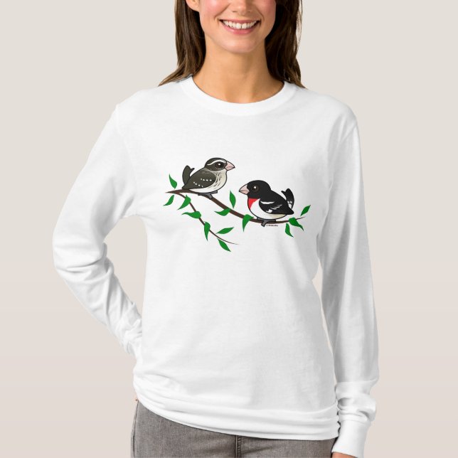 T-shirt Couples de gros-bec de Rose-breasted (Devant)