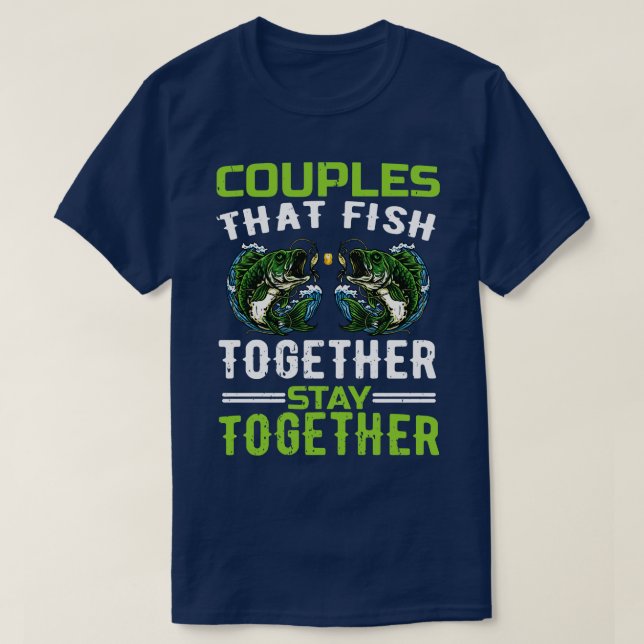 T-shirt couples de poissons y séjournent ensemble (Design devant)