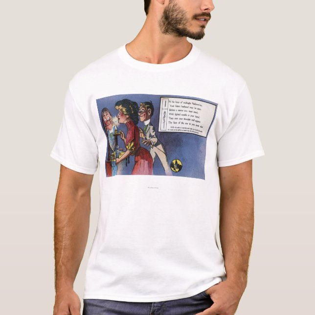 T-shirt Couples d'homme et de femme dans la lueur d'une (Devant)
